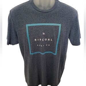 RIP CURL Surf Co Blue Heather Short Sleeve Tee Shirt Men M Medium